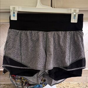 lululemon athletica Gray and Black Layered Running Shorts